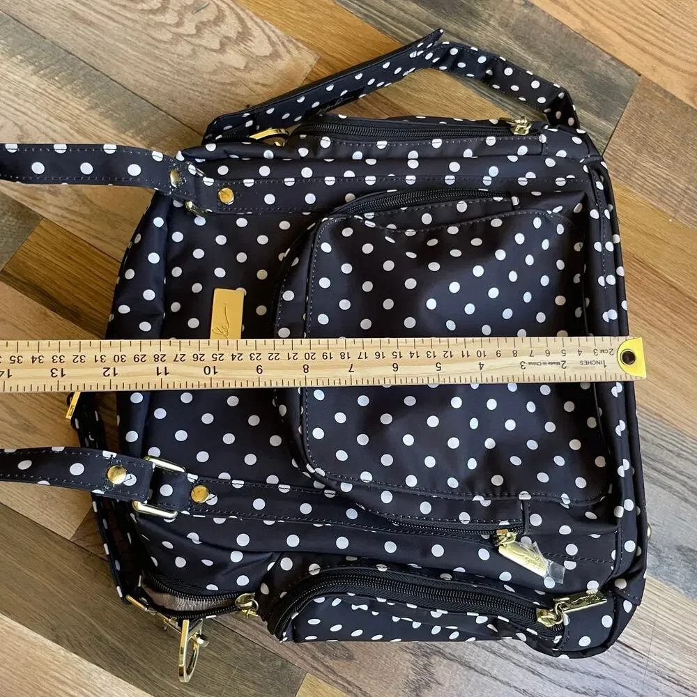 JuJuBe BFF Convertible Diaper Bag The Duchess Black White Polka Dot